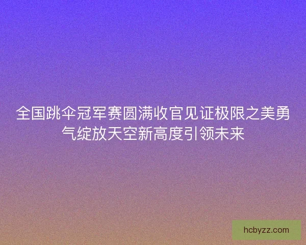 全国跳伞冠军赛圆满收官见证极限之美勇气绽放天空新高度引领未来